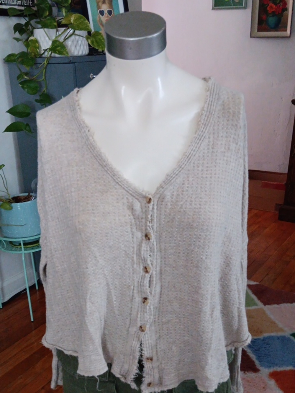 Urban Outfitters Out From Under Waffle Knit Button Down Shirt
